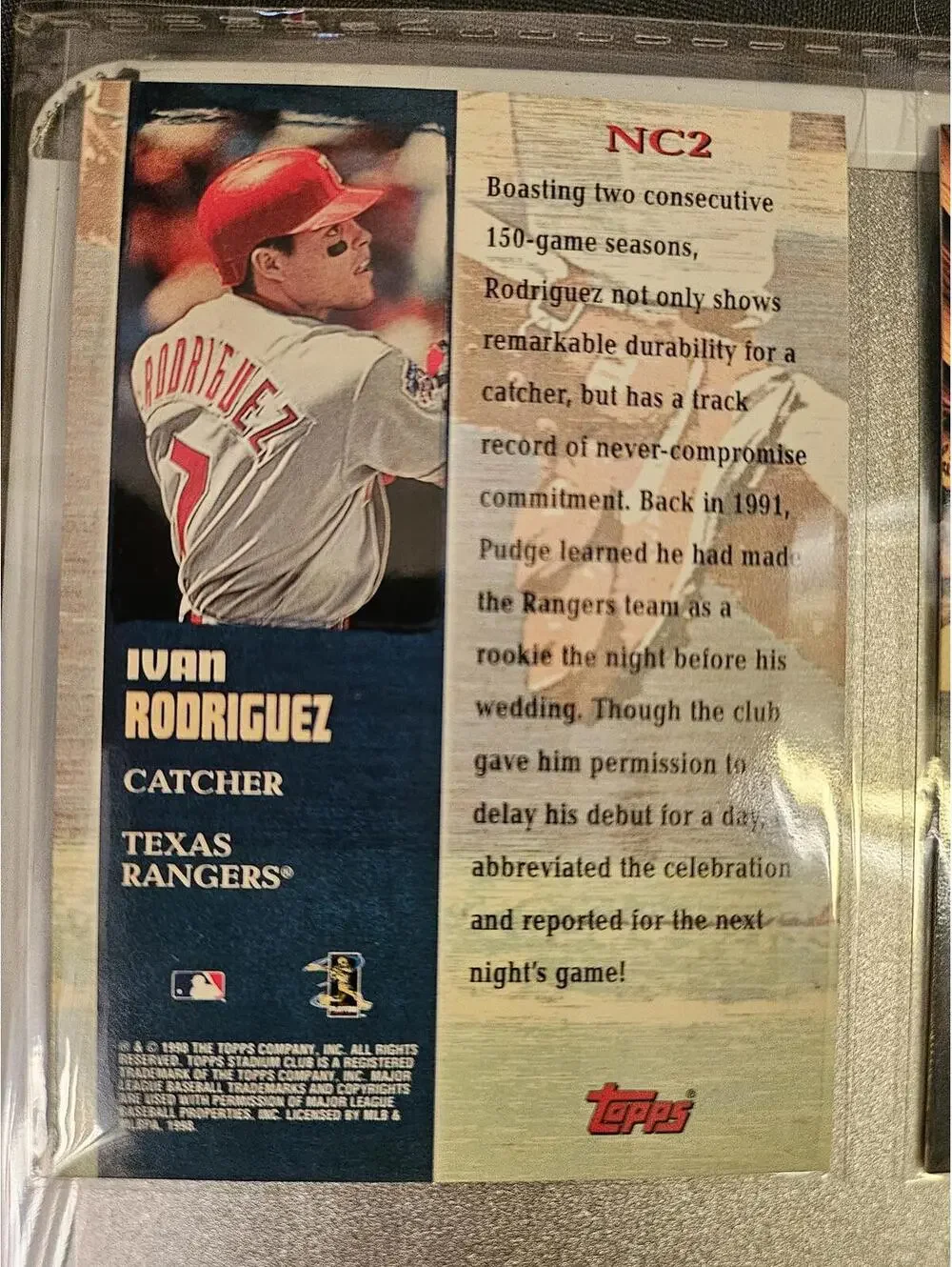 Ivan Rodriguez - 1998 Stadium Club Never Compromise #NC2 - Rangers - RAW Mint